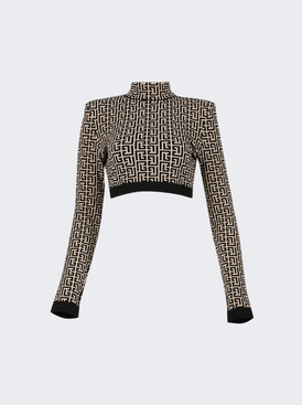 Monogram High Neck Cropped Pullover
