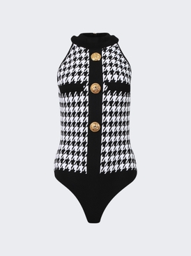 Houndstooth High-neck Sleevless Body