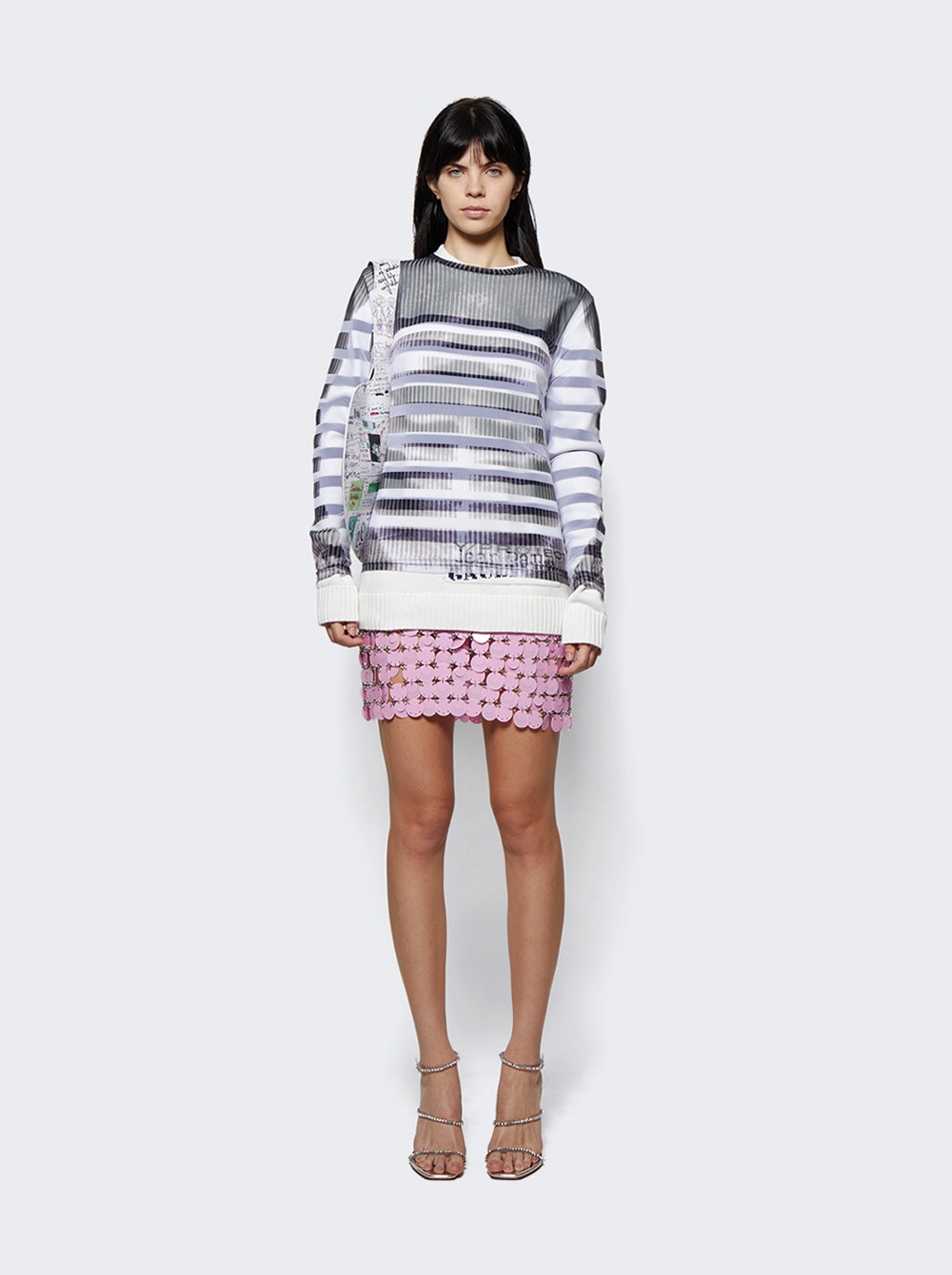 X Jean Paul Gaultier Marinière Sweater with Mesh Cover White X Jean Paul Gaultier Marinière Sweater with Mesh Cover White